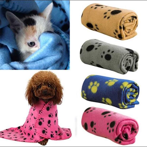 Large Size 100*70cm Pet Dog Cat Blanket Soft Towel Paw Print Mat For Large Dog Puppy Bed Quilt Bath Towel Pet Car Cushion