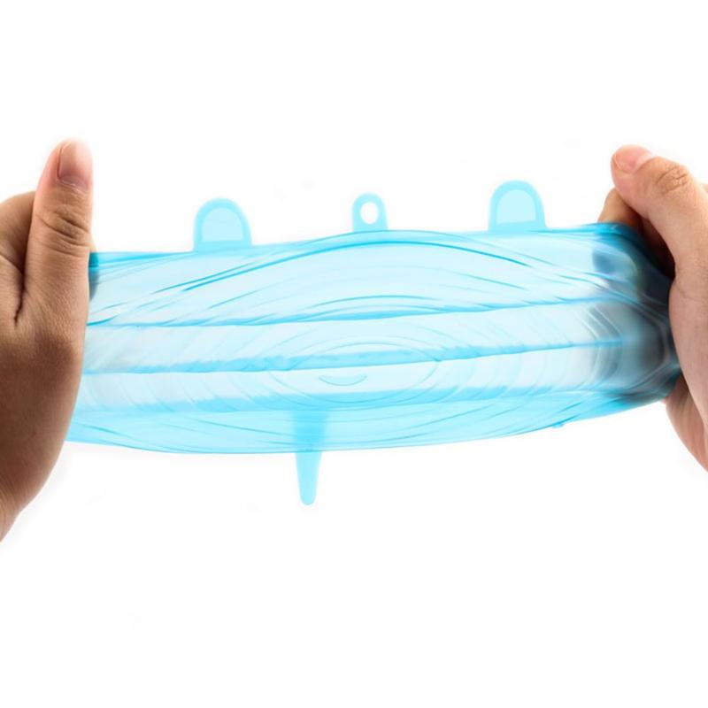 6 Pcs/Set Reusable Silicone Food Wrap Stretch Vacuum Seal Cover Saran Wrap Kitchen Organization Food Fresh Keeping Sealed lids