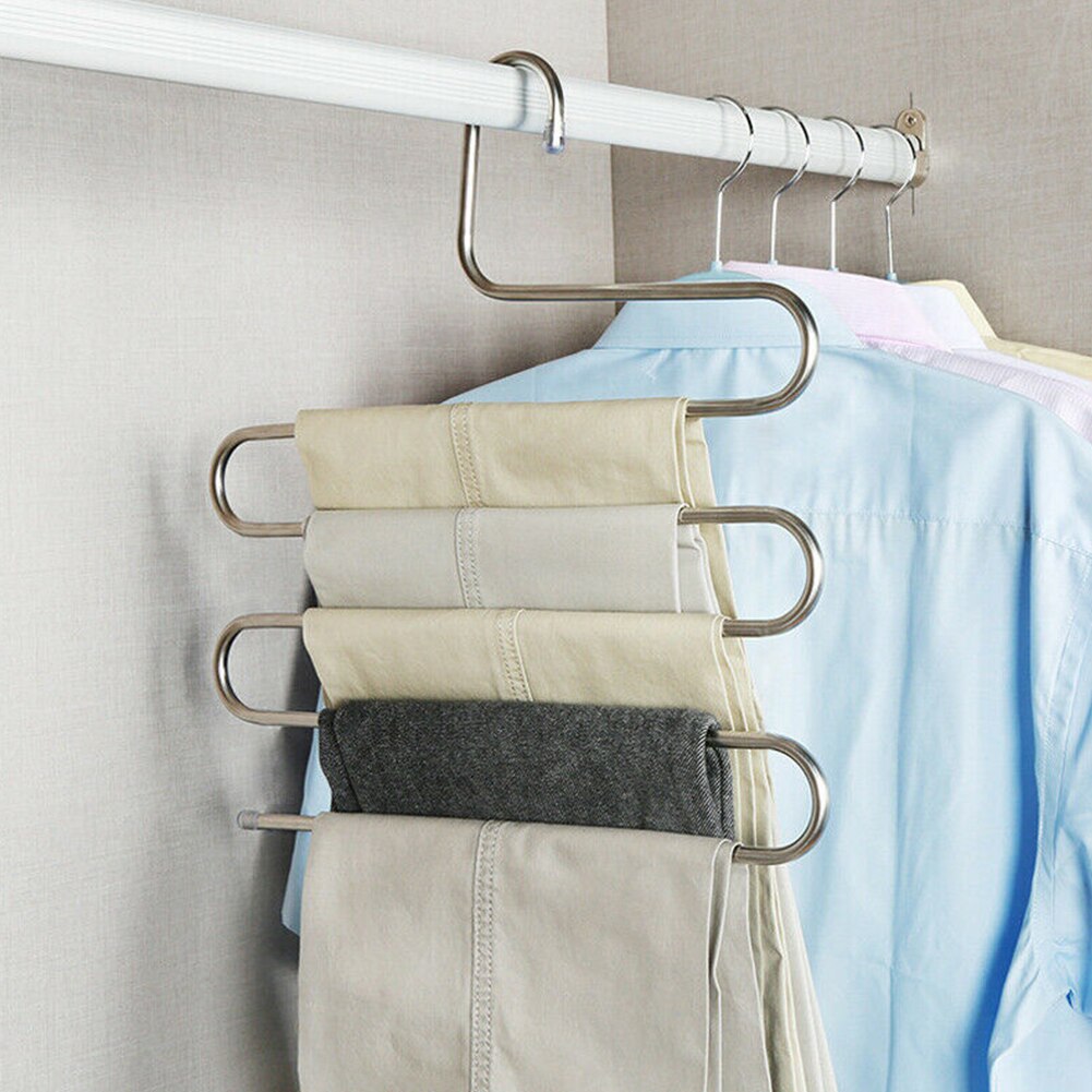 Organizer Ruimtebesparend Rvs Praktische Kleding Sterke Belasting Capaciteit Broek Hanger S Vorm Multifunctionele Kast Handdoek