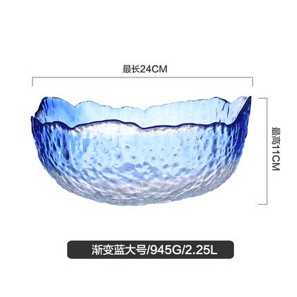 Cuenco de vidrio de corte dorado de estilo japonés, cuenco grande transparente Irregular para ensalada de verduras y frutas, cuenco rojo de Red, cuenco de postre: Blanco