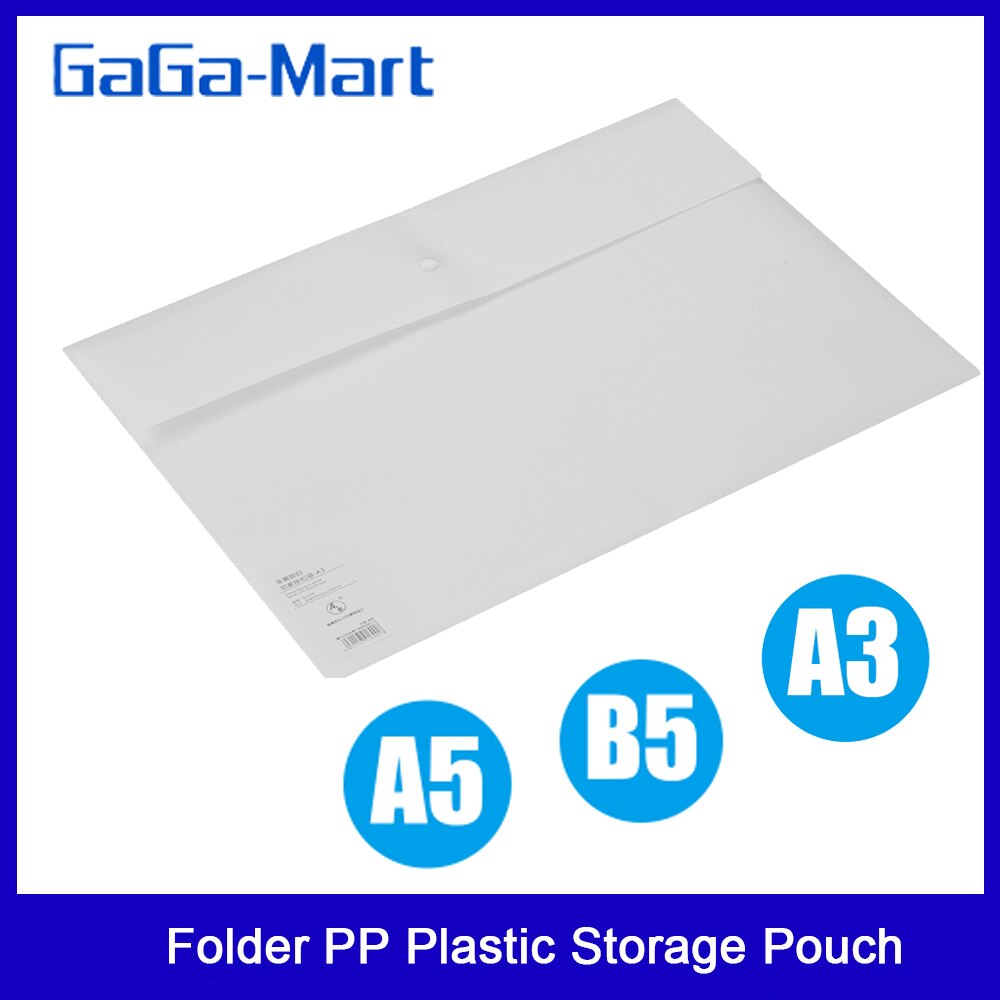 A3/A5/B5 Size Envelope Folder PP Plastic Storage Pouch Holder Paper Document File Folder Organizer Bag with Snap Button Closure