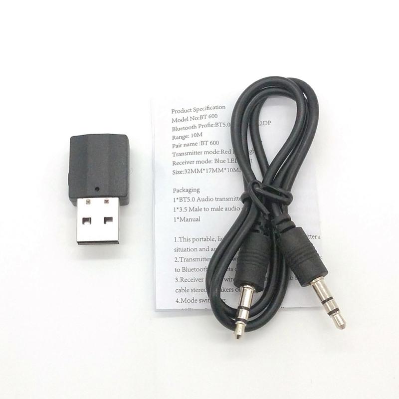USB Bluetooth Transmitter Receiver 2-in-1 Wireless Audio Adapter Bluetooth 5.0 Portable 3.5mm AUX Wireless Adapter
