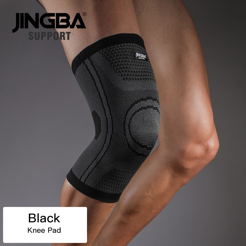 JINGBA SUPPORT Sports protective gear 1PCS Nylon basketball knee protector +wristband Support+ankle support+Elbow pads+hand guar: Black Knee pad