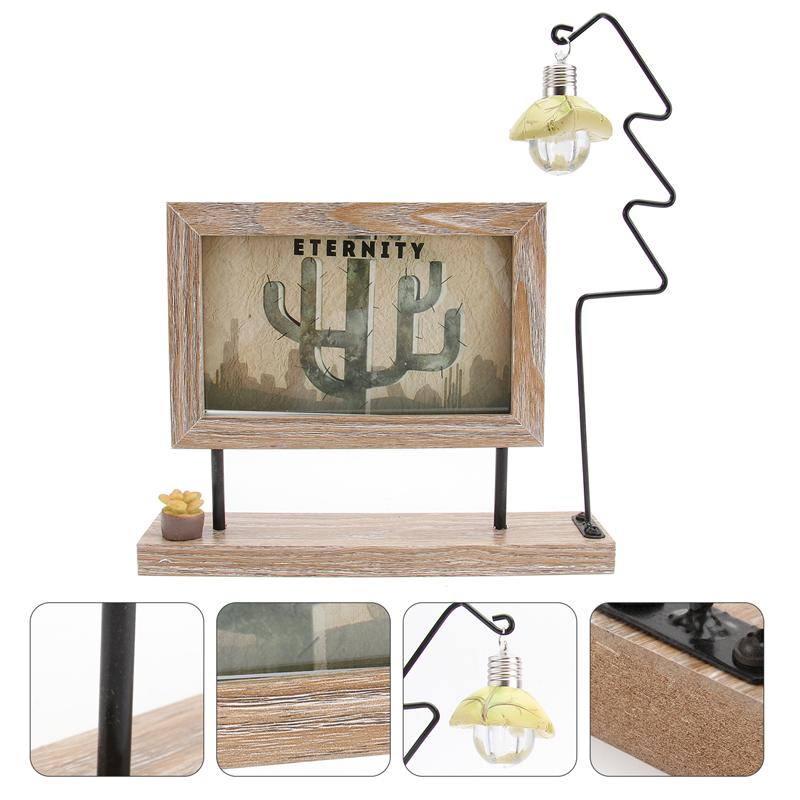 Marco de fotos de doble cara de 6 pulgadas Estilo nórdico marco de fotos de escritorio con luz