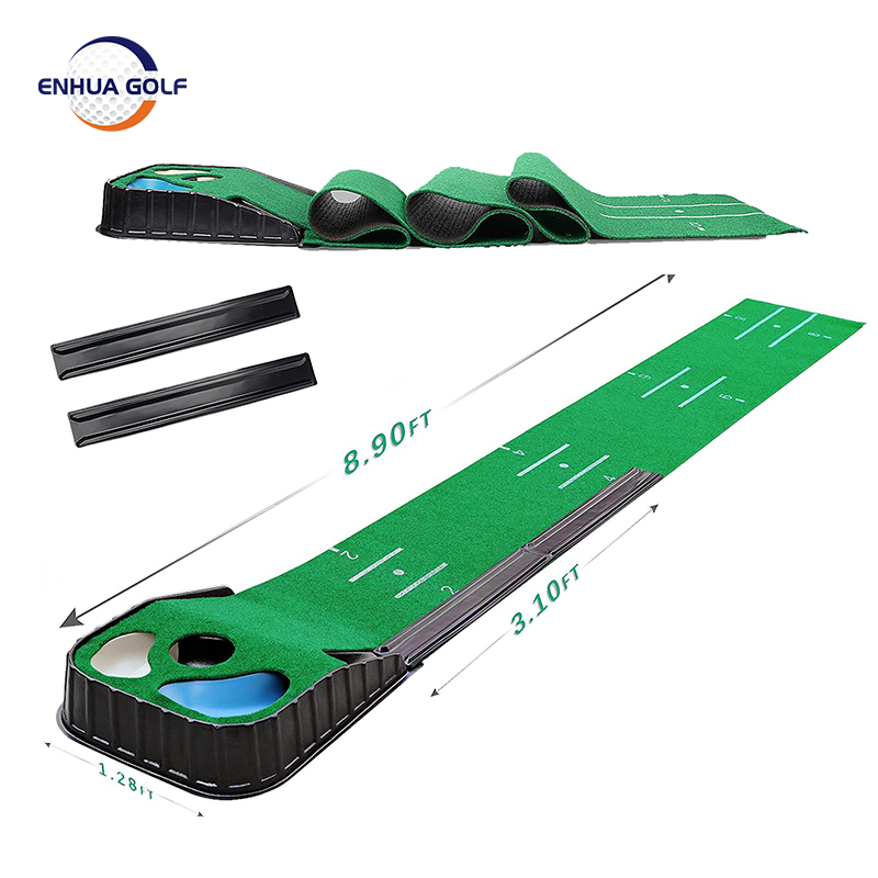 Golf Putting Mat Plastic Training Tool Driving Trainer Putter Practice Pad Chipping Hitting Carpet Gree Lenght 8.9FT*1.28FT