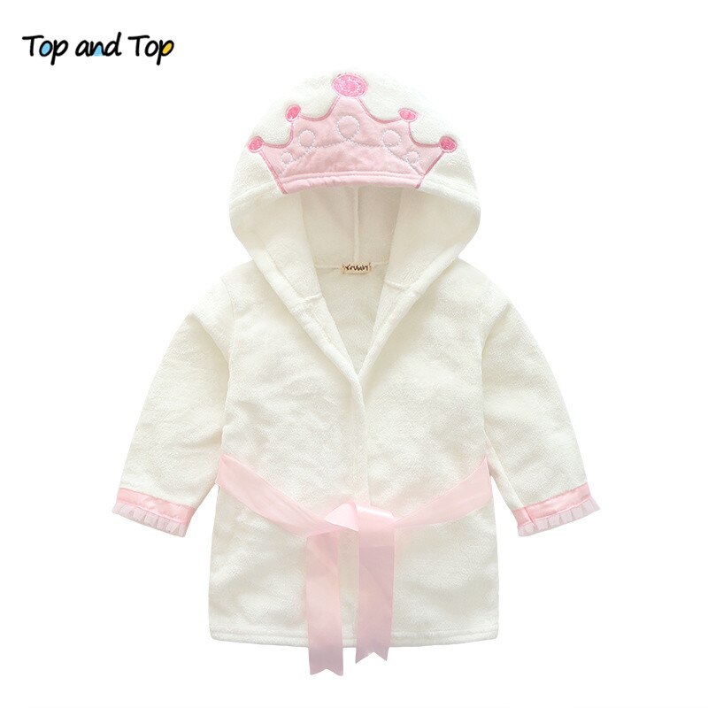 Top og top sød prinsesse natkjole piger morgenkåbe børn langærmet nattøj badekåbe børn badekåbe hjemmetøj butik: Hvid / 6