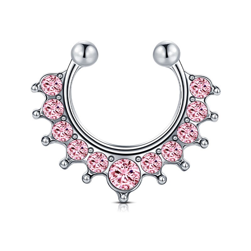 18G Faux Septum nez cerceau anneaux en acier inoxydable fausse lèvre oreille nez Septum anneau Non Piercing pince sur nez cerceau anneaux Piercing du corps: Or Rose Couleur