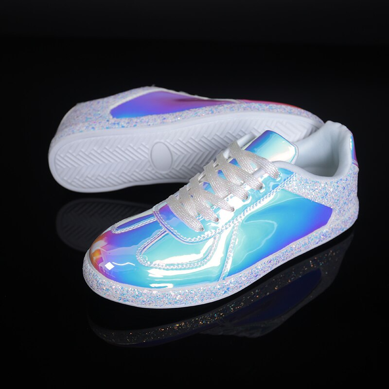 Women Sneakers Gold Glitter Shinny Bling Casual oxford Shoes Woman lady Ballet Flats Glossy Sneakers espadrilles flats