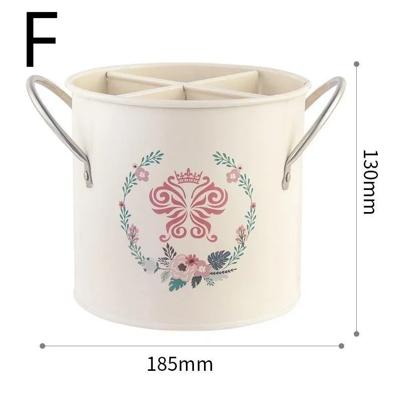 Seau de rangement de vaisselle rétro, égouttoir avec séparateur, boîte de rangement de couteaux et fourchettes de cuisine, décoration de la maison pour outils de cuisine: plum