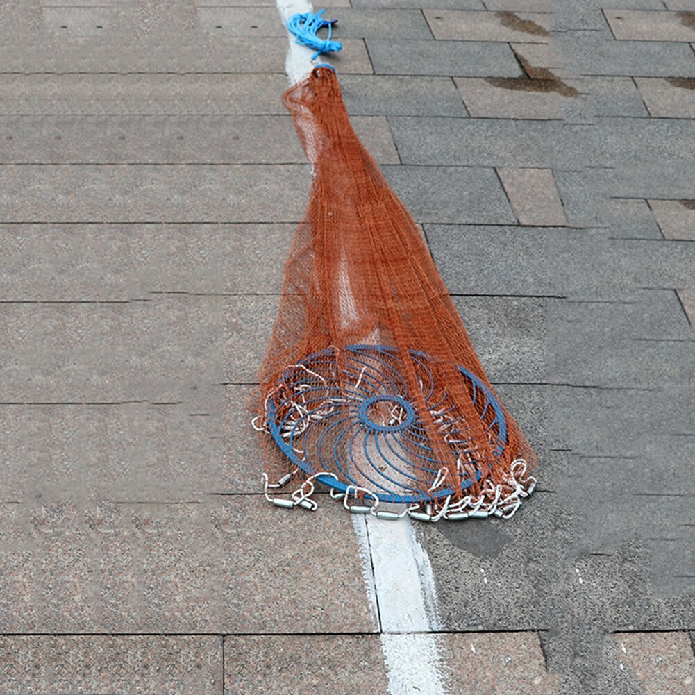 Durable Hand Cast Fishing Net Crab Fish Shrimp Cage Automatic Throwing Fishing Mesh Accessories Fishing Tool Net