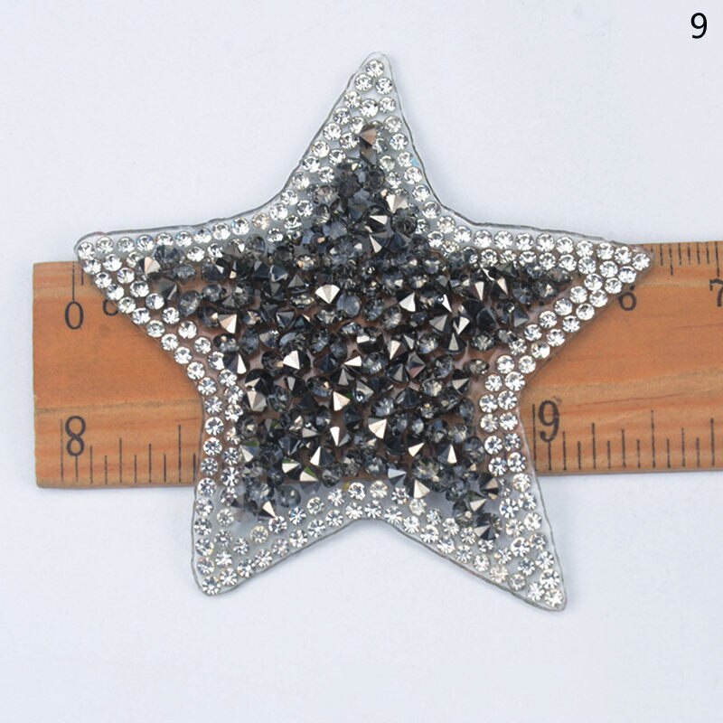 Meerdere Maten Crystal Rhinestone Star Patches voor Kleding Ijzer op Kleding Applicaties Badge Strepen Diamant Pentagram Stickers: 9