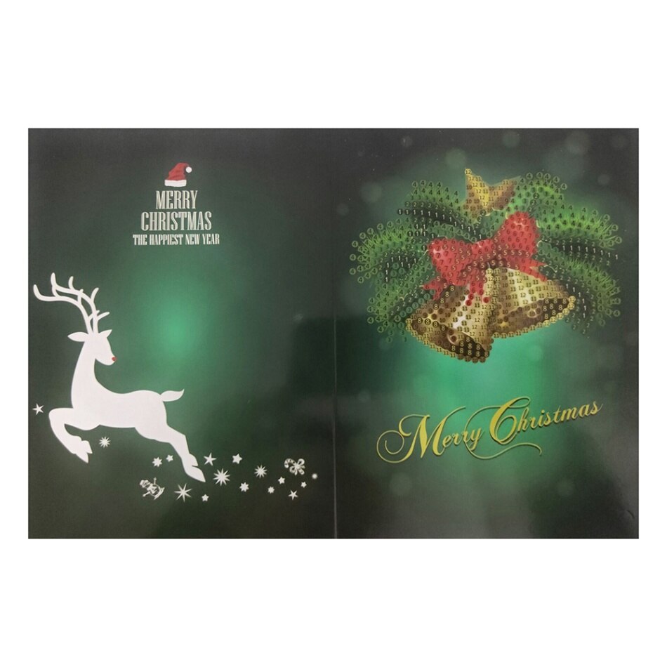 Merry Christmas Cards Santa Elk DIY Diamond Painting Handmade Card Round Drill Greeting Cards Rhinestones Embroidery: Style 5