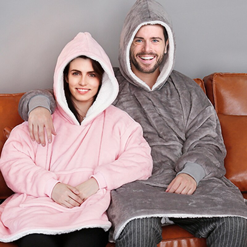 Zachte Deken Winter Warme Dikke Tv Hooded Trui Deken Met Pocket Fleece Giant Deken Hoodies Sweatshirts Vrouwen Kleding