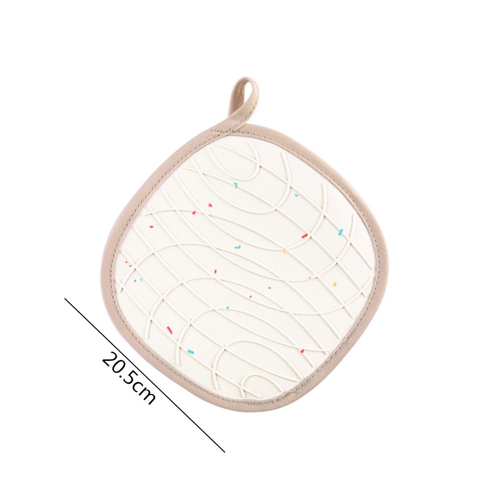 3 In 1 Pot Houders Badstof Lus Katoen Pot Houders Doek Handschoenen Pocket Pot Kussen Mat Keuken tool Anti-Slip Pads: Beige-1pc