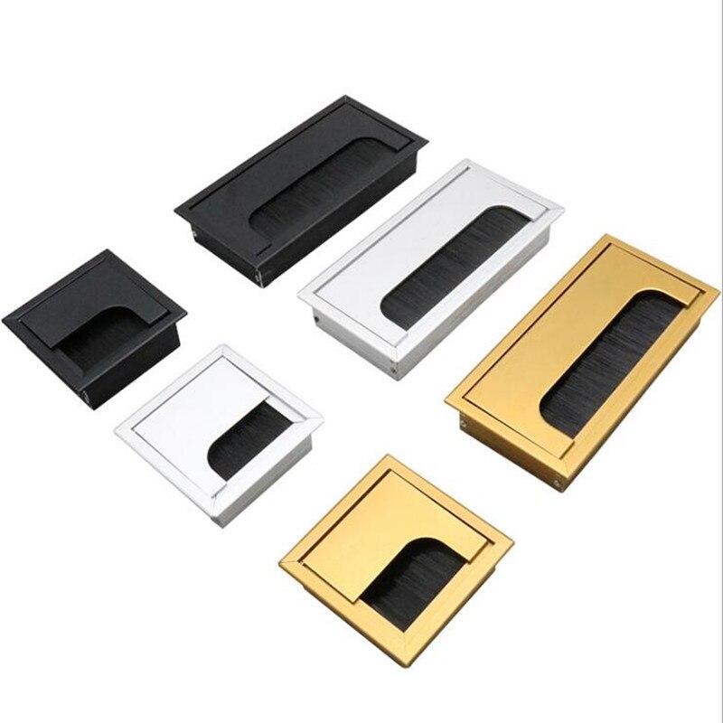Aluminum Alloy Rectangular Desk Cable Grommets Wire Hole Cover Cable Outlet Port Surface Table Cable Hole Furniture Hardware