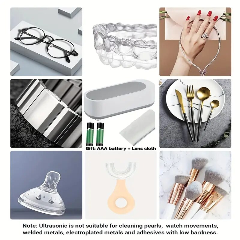 Limpiador de gafas portátil, reloj de joyería, cepillo de maquillaje, collar, mini lavadora, máquina de limpieza de vibraciones