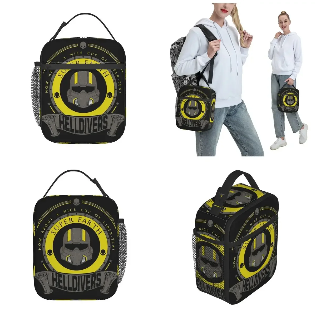 Helldivers Video Game Insulated Lunch Bag Cooler Bag Meal Container Portable Lunch Box Tote Food Handbags Work Outdoor