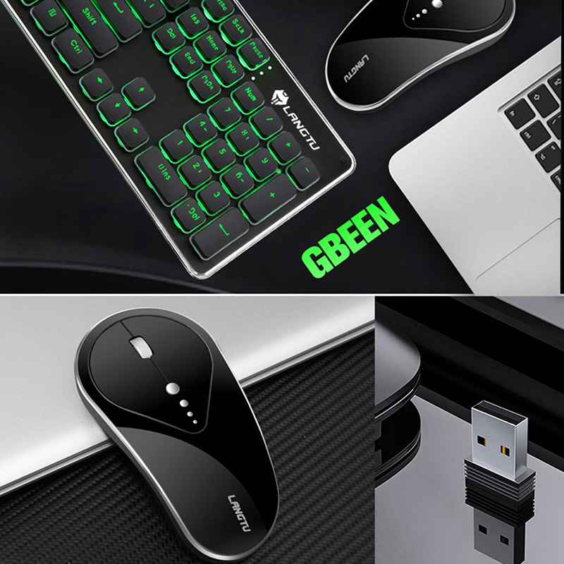 Oplaadbare Draadloze Toetsenbord En Muis Laptop Pc Computer Mechanische Toetsenbord Met Achtergrondverlichting 2.4G Gaming Muis Toetsenbord