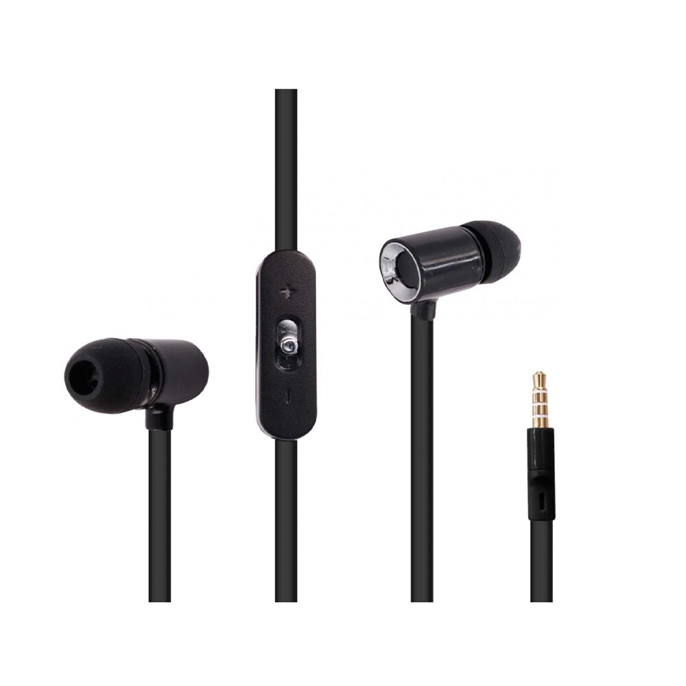 ExtraStar® Auriculares Blanco con micrófono, control de volumen, Adecuado para Teléfonos Móviles, Tabletas, MP3 y Otros Dispositivos de Audio de 3,5 mm, Negro sin micrófono: Negro