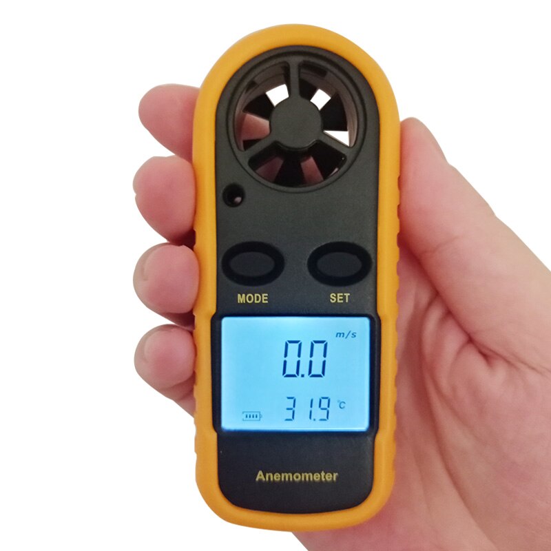 2-in-1 Mini Digital Anemometer Handheld Air Flow Tester Wind Speed Meter Air Anemometer Measuring Wind Speed Temperature Gauge