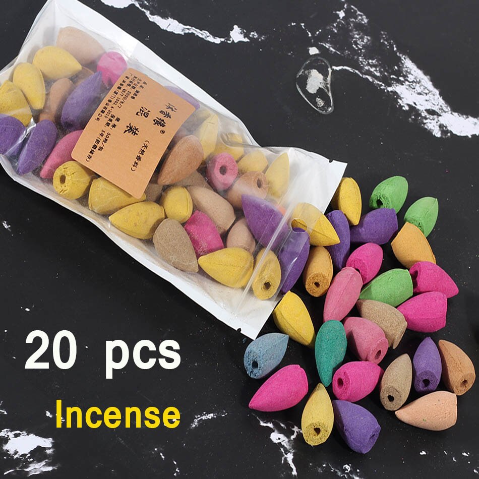 Ceramic Smoke Waterfall Incense Burner with Acrylic Windproof Cover Home Zen Indoor Incense Holder Aromatherapy Stove Ornament: 20pcs