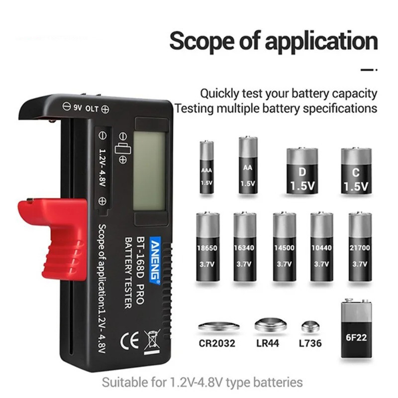 Testeur de batterie numérique BT-168 Pro BT-168D BT-168, écran LCD C D N AA AAA 9V 1.5V, détecteur de capacité de pile bouton
