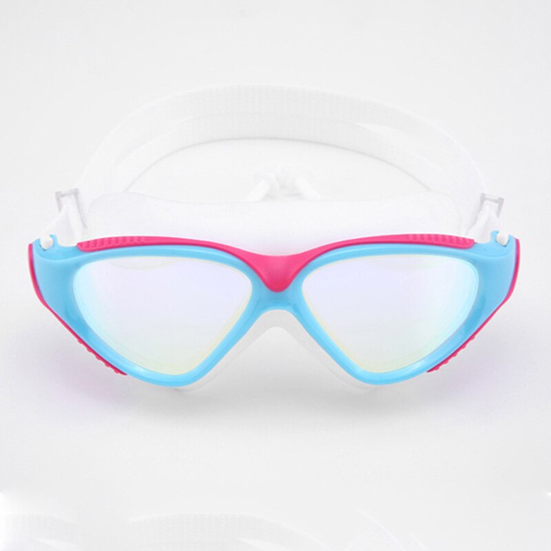 Svømmebriller voksen vandtæt uv-beskyttelse anti-tåge justerbare dykningsbriller svømmebriller: Lyserød hvid