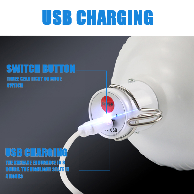 1-8 stk. bærbare utendørs campinglys led-nødlyspære med høy effekt usb-oppladbar lampekrok teltlykt nattlyspære