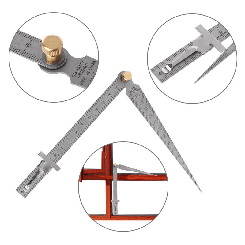 2in1 Metric Taper Welding Feeler Gauge Gage Depth Ruler Hole Stainless Steel