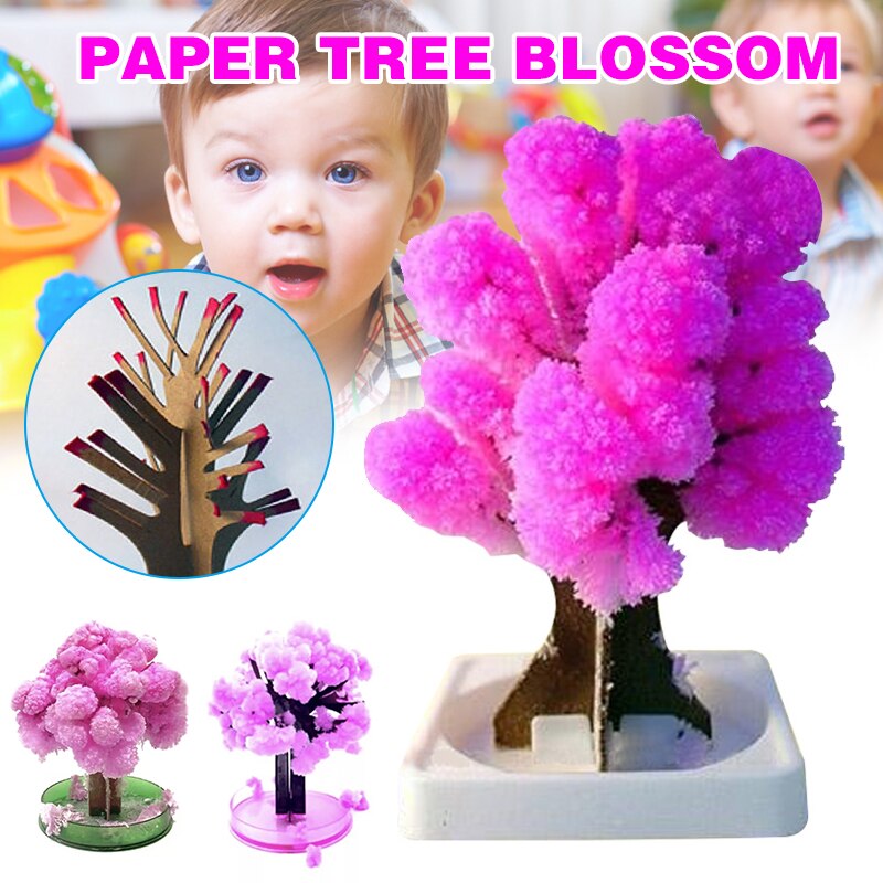 Kunstig magi voksende træ papir krystal træer desktop kirsebærblomst blomstergrene legetøj jer