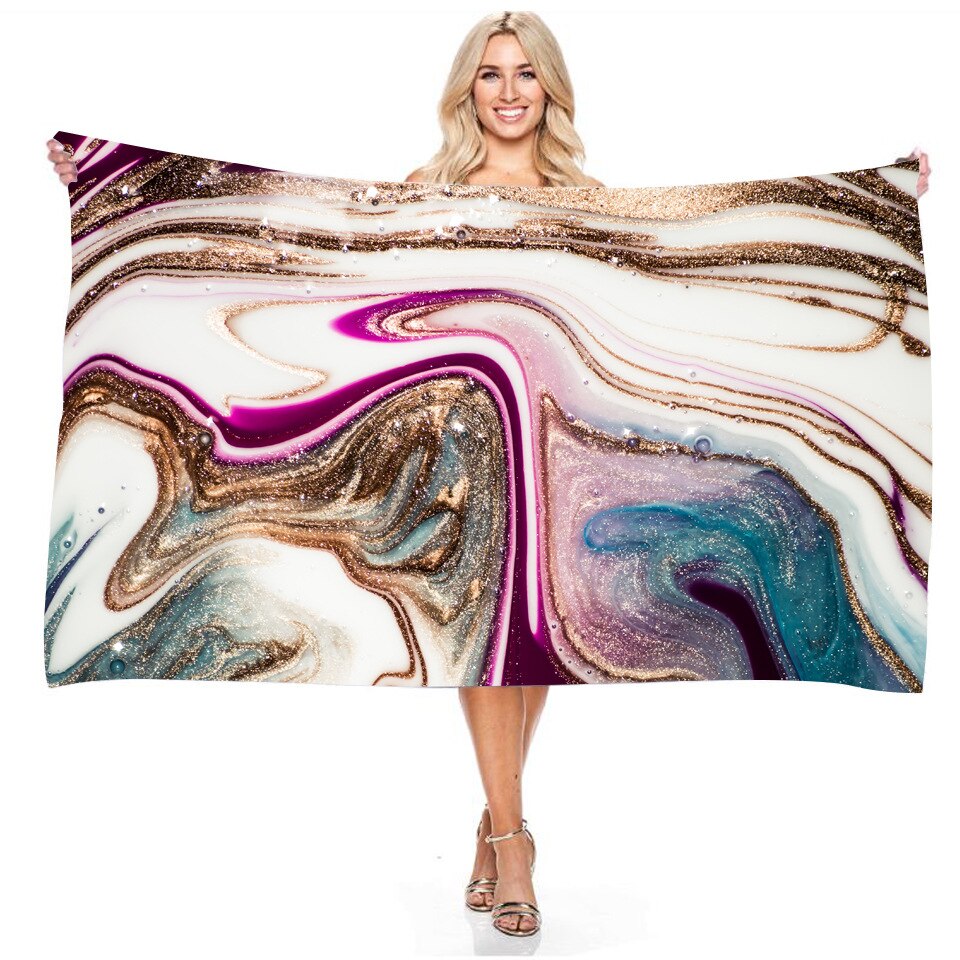 Zwemmen Handdoek Stof Zand Gratis Multifunction Strand Handdoeken Gradiënt Marmering Patroon 3D Digital Print Beach Quik Droog Microfiber: 5 / 70x140cm