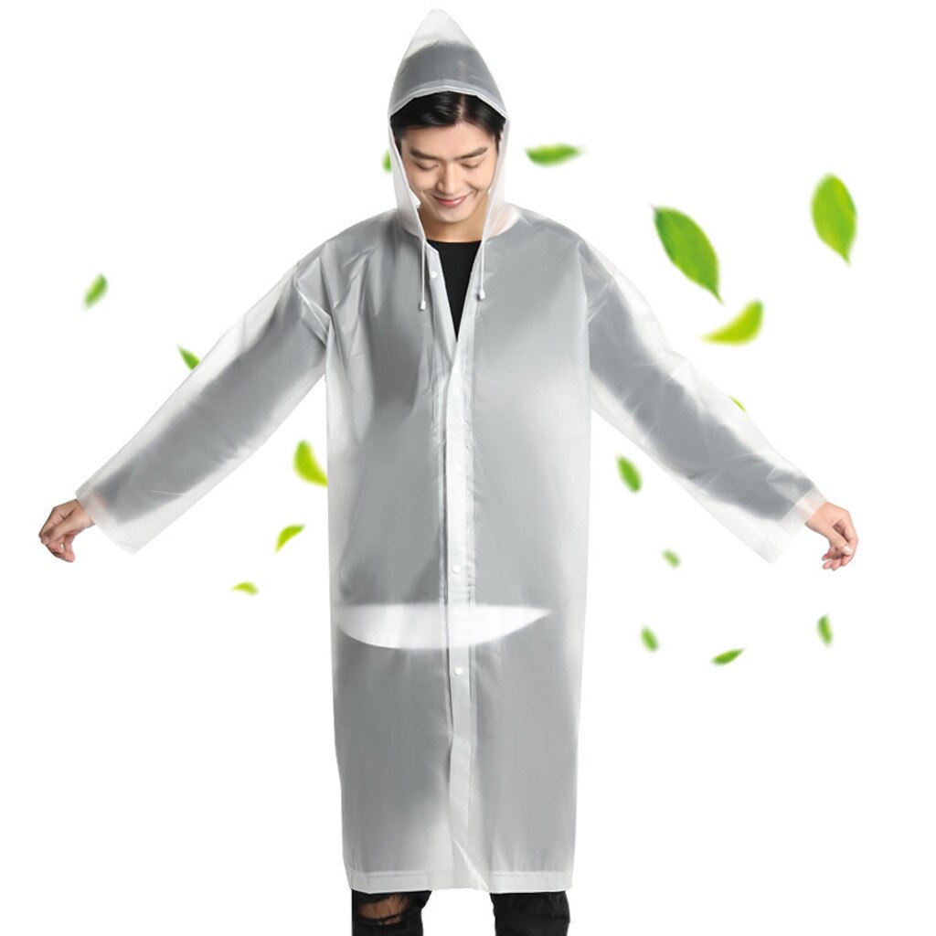 Material EVA, buena suavidad y elasticidad de goma, chubasquero Poncho para la lluvia, sudadera transparente con capucha impermeable para adultos, no desechable CD