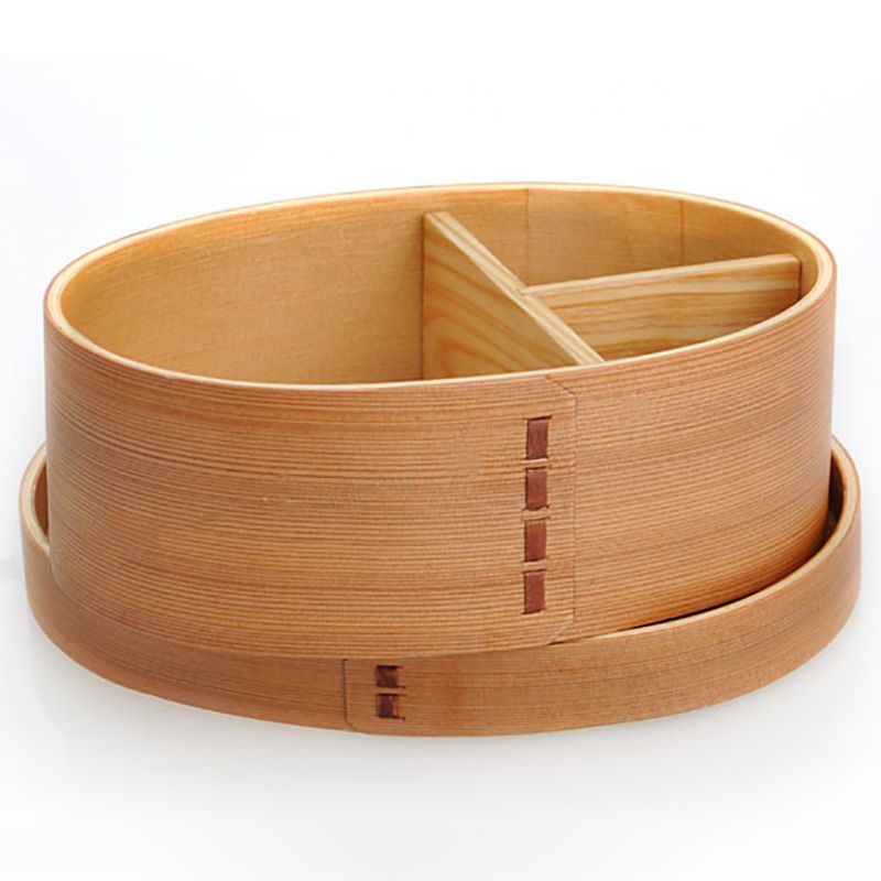 Caja bento de madera duradera, estilo japonés, para una sola persona, para conservar alimentos, vajilla, lonchera de madera para estudiantes