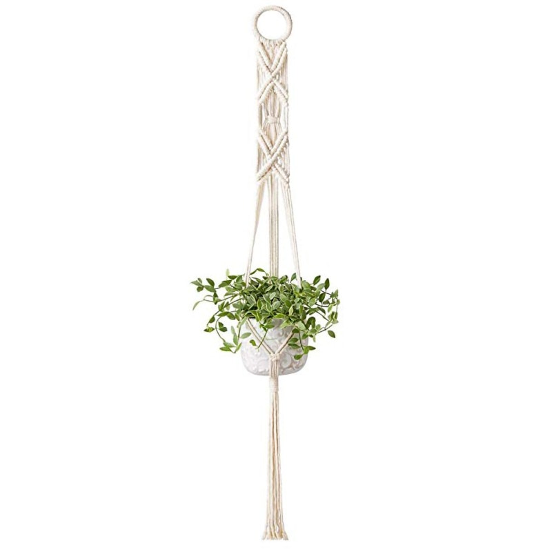 Indoor Wand Bloempot Bloem Manden Tuin Decoratie Groene Plant Opknoping Mand Handmatig Gebreide Touw
