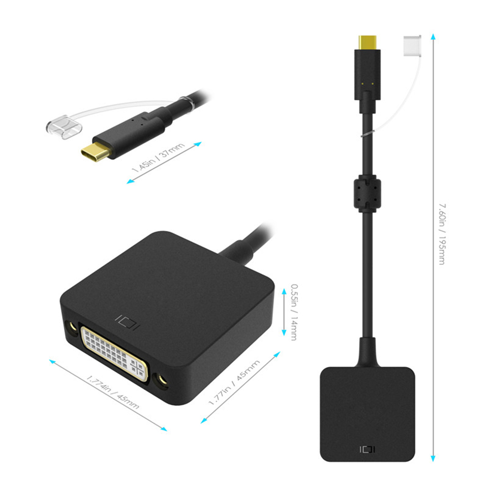 Type C Naar Dvi Kabel Adapter Usb 3.1 Usb C Naar DVI-D Enkele Link Video Adapter Voor Apple Macbook Pro Air Mini Iphone 15/Pro/Plus