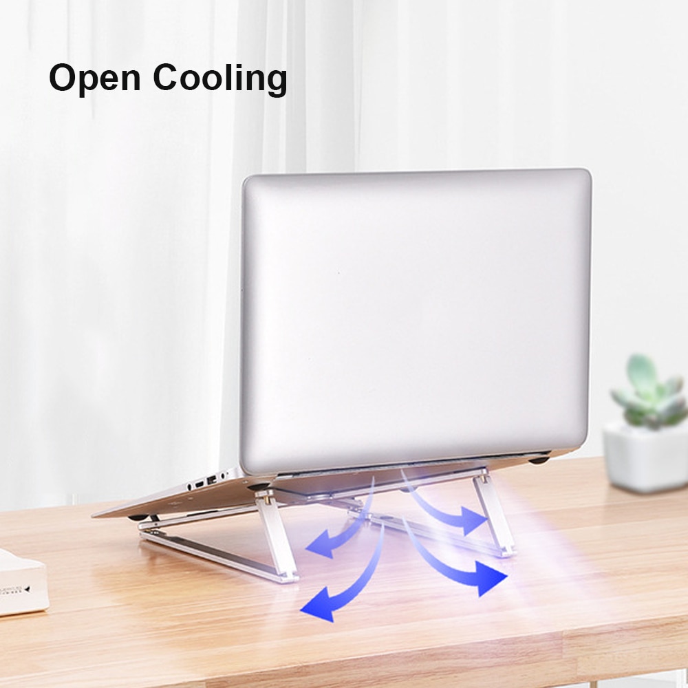 Tragbarer laptopständer aus aluminium mit kühlung, verstellbarer schreibtischständer, faltbarer desktop-tablet-notebook-halter, unterstützung für macbook air pro