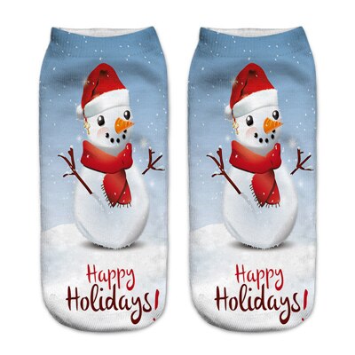 3d print kerstsokken unisex cartoon eland sneeuwpop kerstman damessokken laag uitgesneden enkel kerst calcetines vrouw jaar: 11