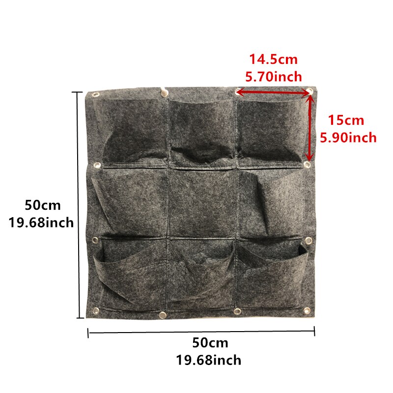 25/36/49 Zakken Opknoping Grijs Grow Bag Planter Verticale Tuin Groente Living Garden Bag Planter Groeiende Zakken Bloemen Supply: 9 grid gray