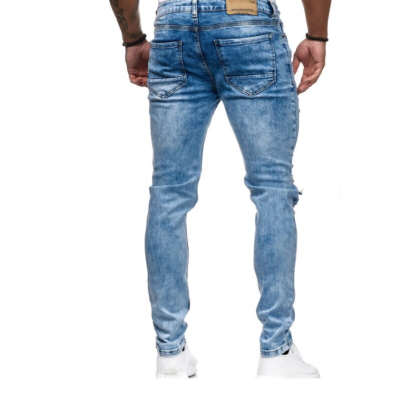 Men Ripped Skinny Jeans Hole Pencil Denim Pants Moto Biker Party Casual Cowboy Trousers Street Men Clothing