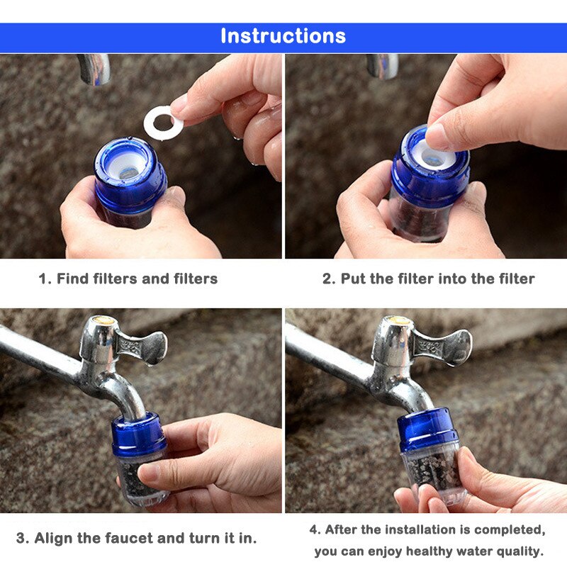 Household Kitchen Activated Carbon Faucet Tap Water Filter Heavy Metal Rust Sediment Filtering Suspended Purifier Filter U3