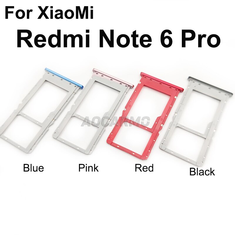 Aocarmo Metall Kunststoff Nano Sim Karte Tablett MicroSD Slot Halfter Ersatz Teil Für XiaoMi Redmi Hinweis 6 Profi 6Profi m1806e7