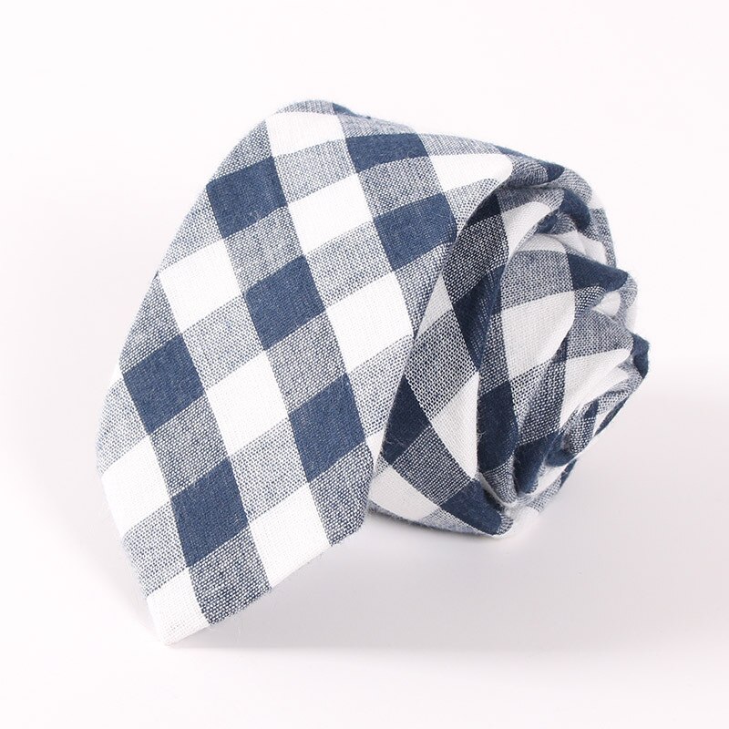 18 kleuren Mode 6.5 CM Breedte Katoen Tie Brand Gestreepte Plaid Stropdassen Voor Mannen Bruidegom Dassen Party Zakelijke Accessoires stropdas: CT017 B blue