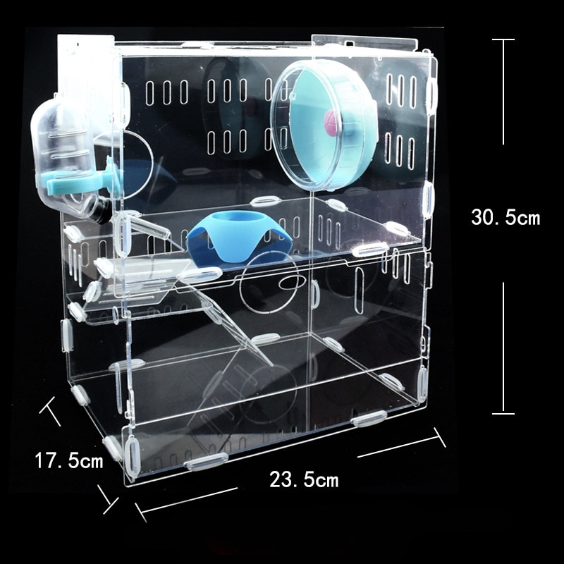 Acrylic Hamster Cage Transparent Double Layer Large Size DIY Guinea Pig Villa Toy Small Pet Rat Nest hedgehog House Accessories