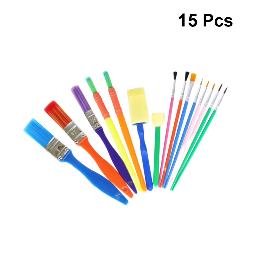 15pcs Kids Art And Craft Painting Drawing Tools Mini Sponge Brush Set Painting Brush Set Fun Kits Early DIY Learning For Artists
