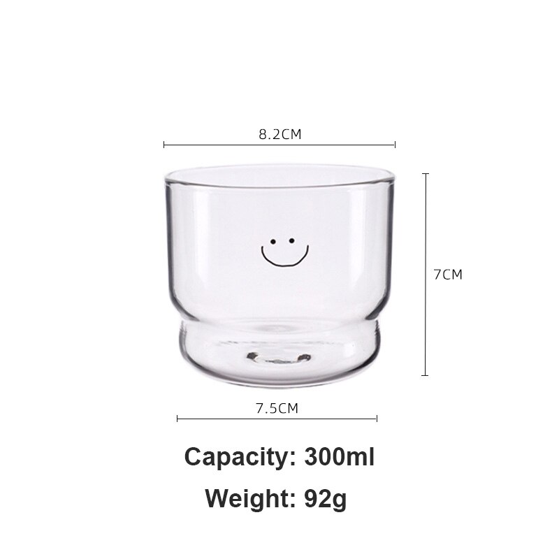 Transparante Glazen Beker Espresso Ijskoffie Mok Aardbei Melk Thee Schattige Kopjes Drinkware Tumbler Whiskey Cocktail Wijn Borrelglas: Smiley