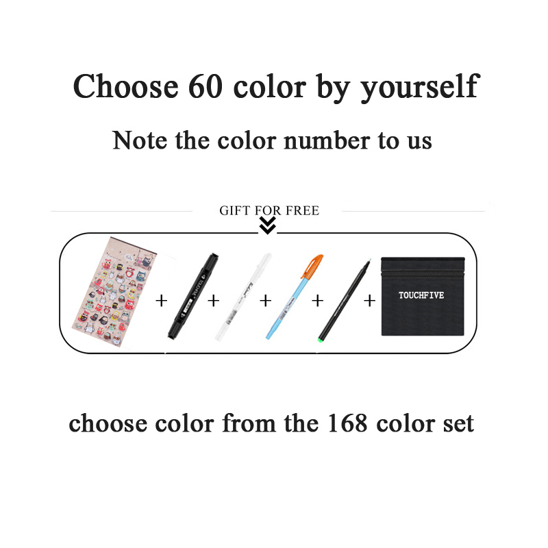 TouchFIVE 168 couleurs huileux à base d'alcool Art marqueurs ensemble double tête croquis marqueur artiste pinceau stylo pour Manga eau couleur stylos: Choose any 60 color