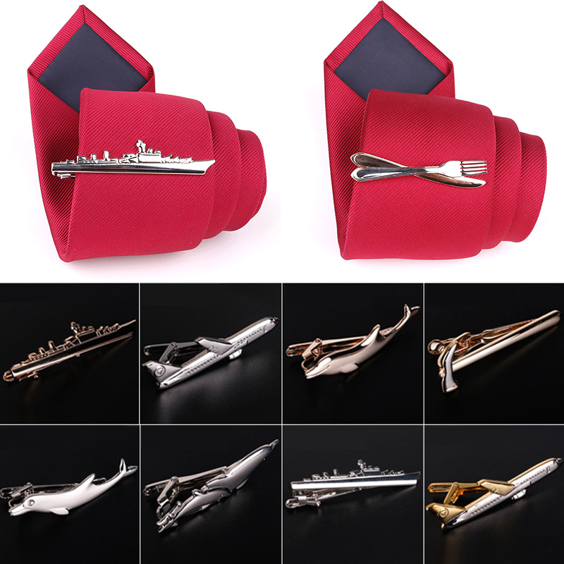 Men Tie Clip Metal Various Options Novel Aircraft Dolphin Shape Alloy Materials Tie Business Casual