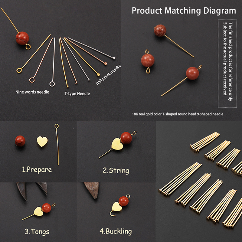 Épingle à tête plate en acier inoxydable, 100 pièces/lot, accessoires de bijouterie à faire soi-même, boucles d'oreilles, perles, épingles à œil, fournitures pour la fabrication de bijoux