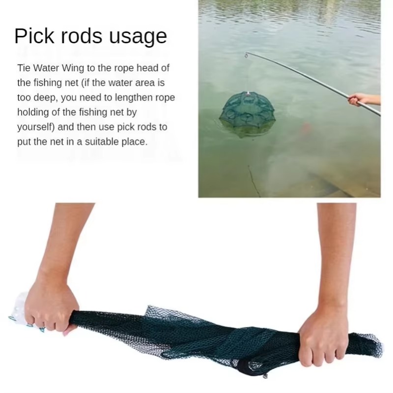 4-16 Holes Strengthened Fishing Net Shrimp Cage Foldable Nylon Automatic Umbrella Shape Fish Trap Cast Folding Landing Net