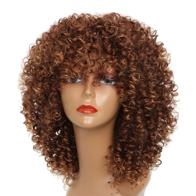LISI HAIR Short Curly Hair Blond Brown Color Wigs For Black Women African Women Hairstyle Synthetic Hair High Temperature Fiber: 9301